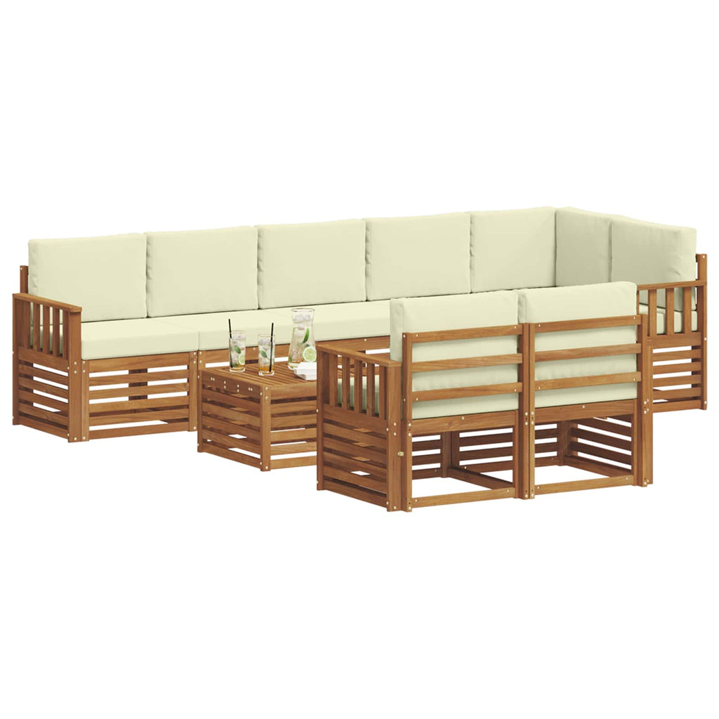 vidaXL Zestawy sof 9 pcs Naturalny i Kremowy Lite Drewno Akacji