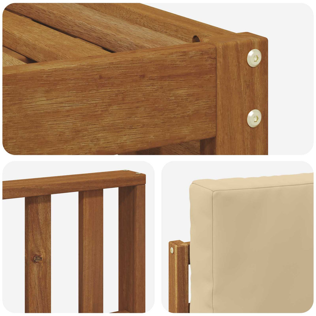 vidaXL Zestawy sof 9 pcs Naturalny i Beżowy Lite Drewno Akacji