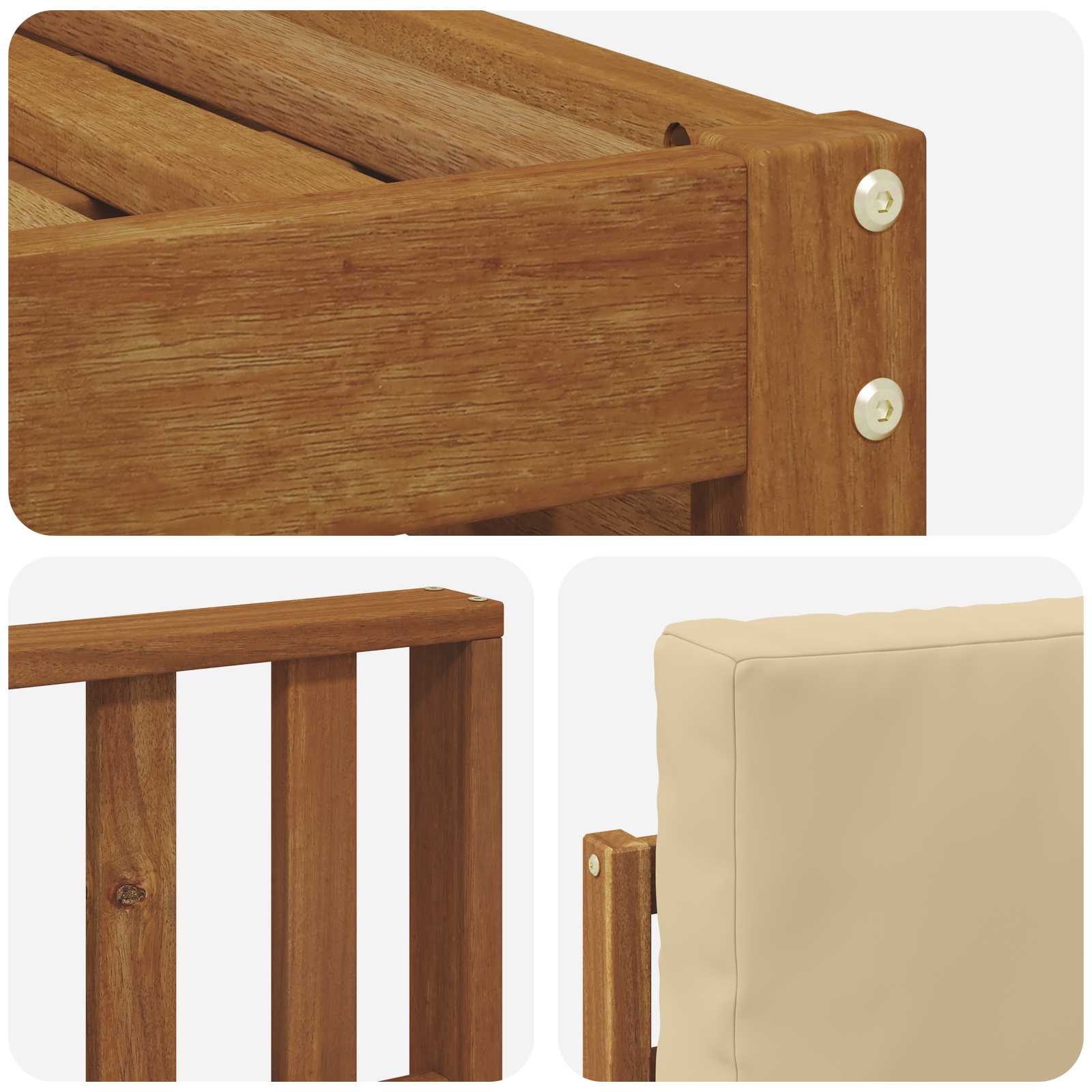 vidaXL Zestawy sof 9 pcs Naturalny i Beżowy Lite Drewno Akacji