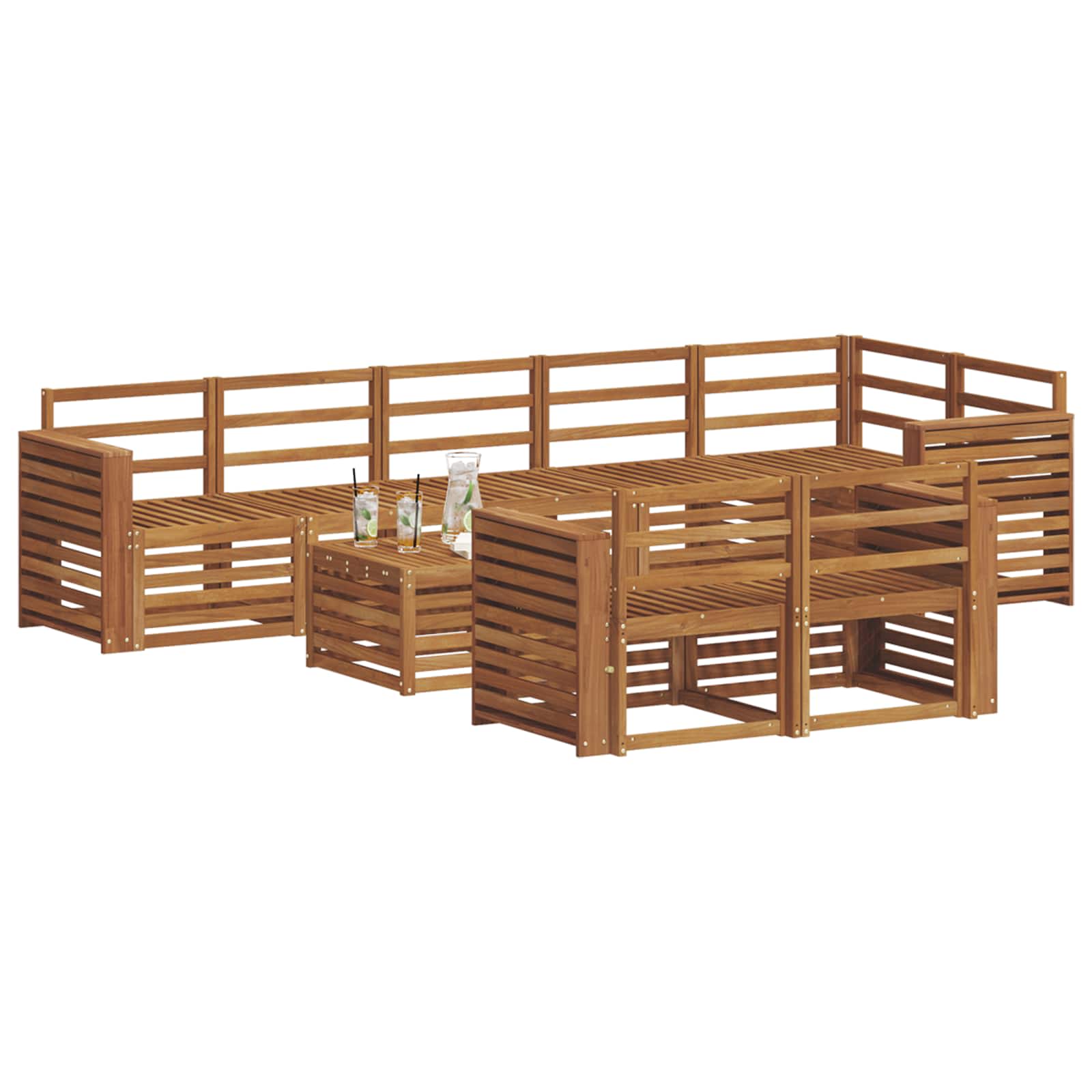 vidaXL Zestawy sof 9 pcs Naturalny Lite Drewno Akacji