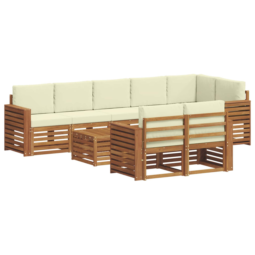 vidaXL Zestawy sof 9 pcs Naturalny i Kremowy Lite Drewno Akacji