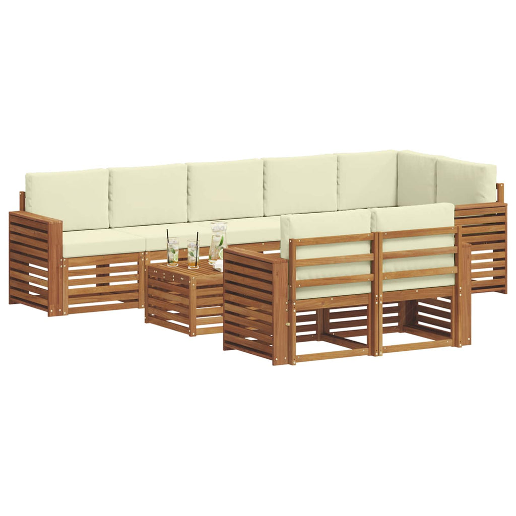 vidaXL Zestawy sof 9 pcs Naturalny i Kremowy Lite Drewno Akacji