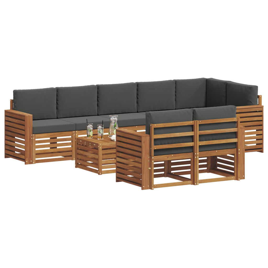 vidaXL Zestawy sof 9 pcs Naturalny i Antracytowy Lite Drewno Akacji