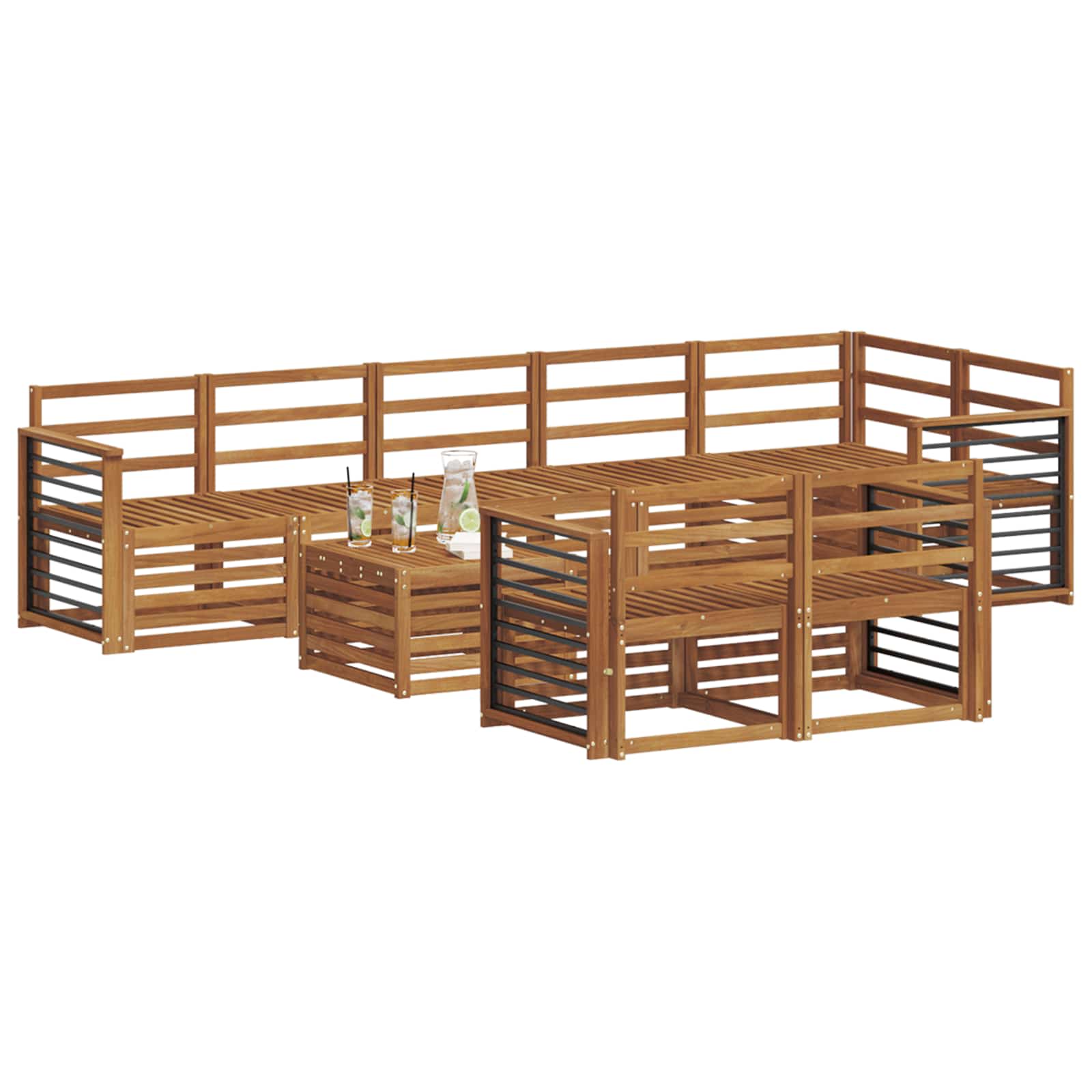 vidaXL Zestawy sof 9 pcs Naturalny Lite Drewno Akacji