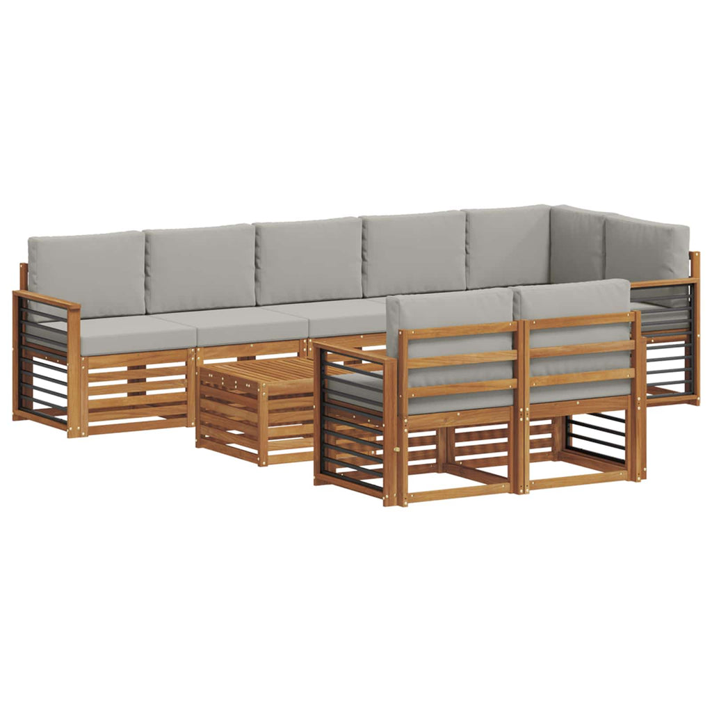 vidaXL Zestawy sof 9 pcs Naturalny i Jasny Szary Lite Drewno Akacji