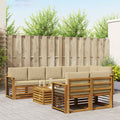 vidaXL Zestawy sof 9 pcs Naturalny i Beżowy Lite Drewno Akacji