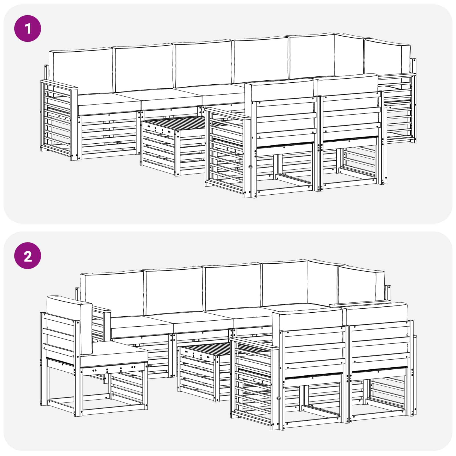 vidaXL Zestawy sof 9 pcs Naturalny i Beżowy Lite Drewno Akacji