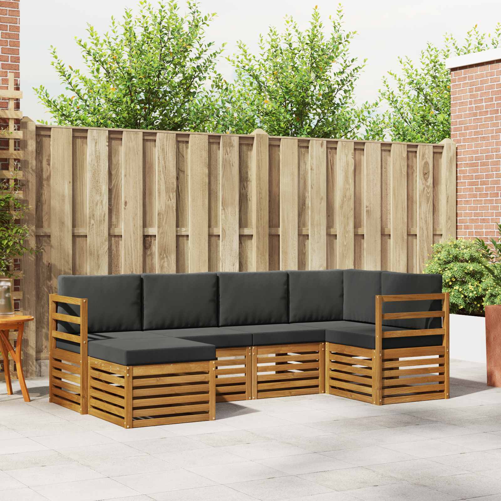 vidaXL Zestaw sofy narożnej z poduszką 6 pcs Naturalny i Antracytowy