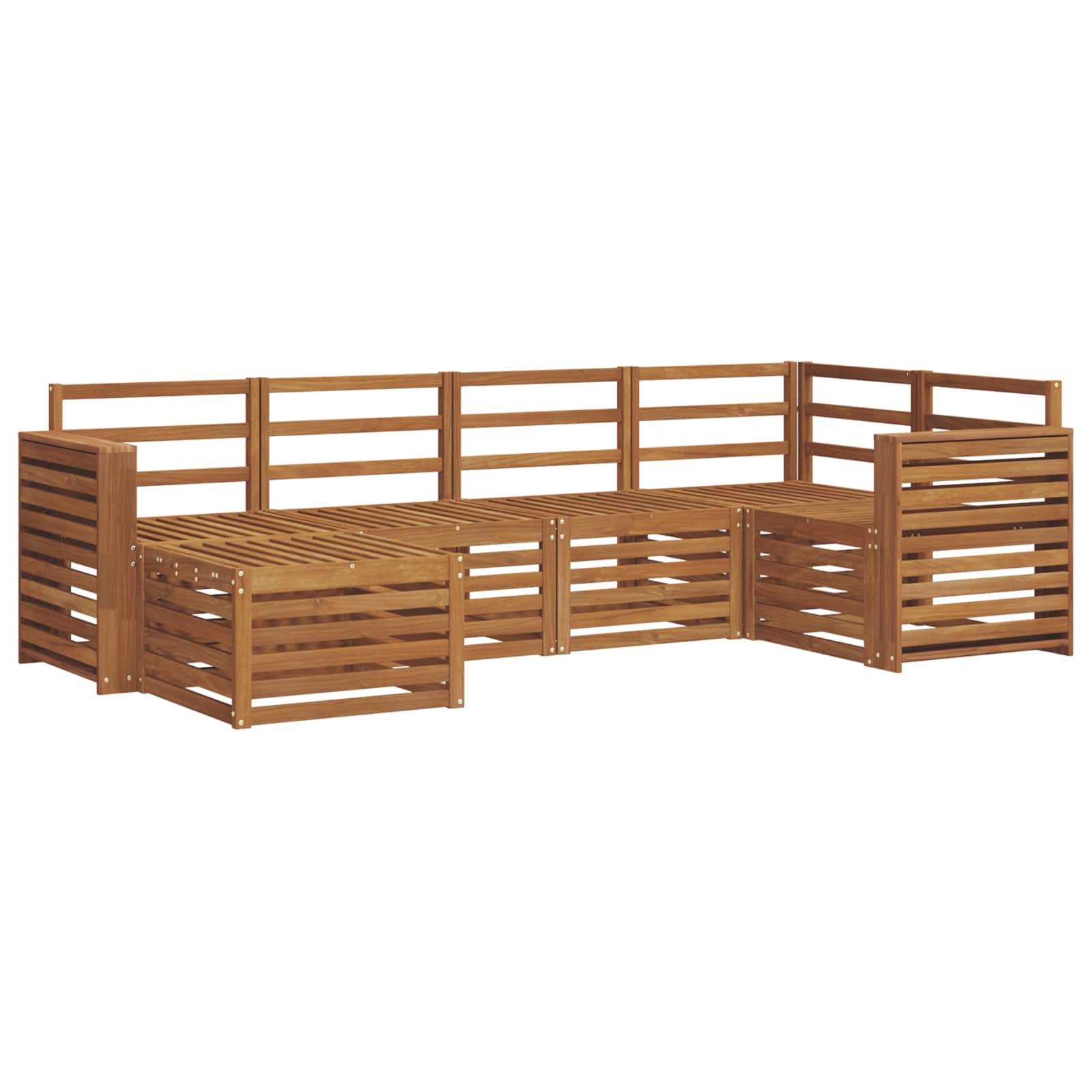 vidaXL Zestaw sofy narożnej 6 pcs Naturalny Lite Drewno Akacji