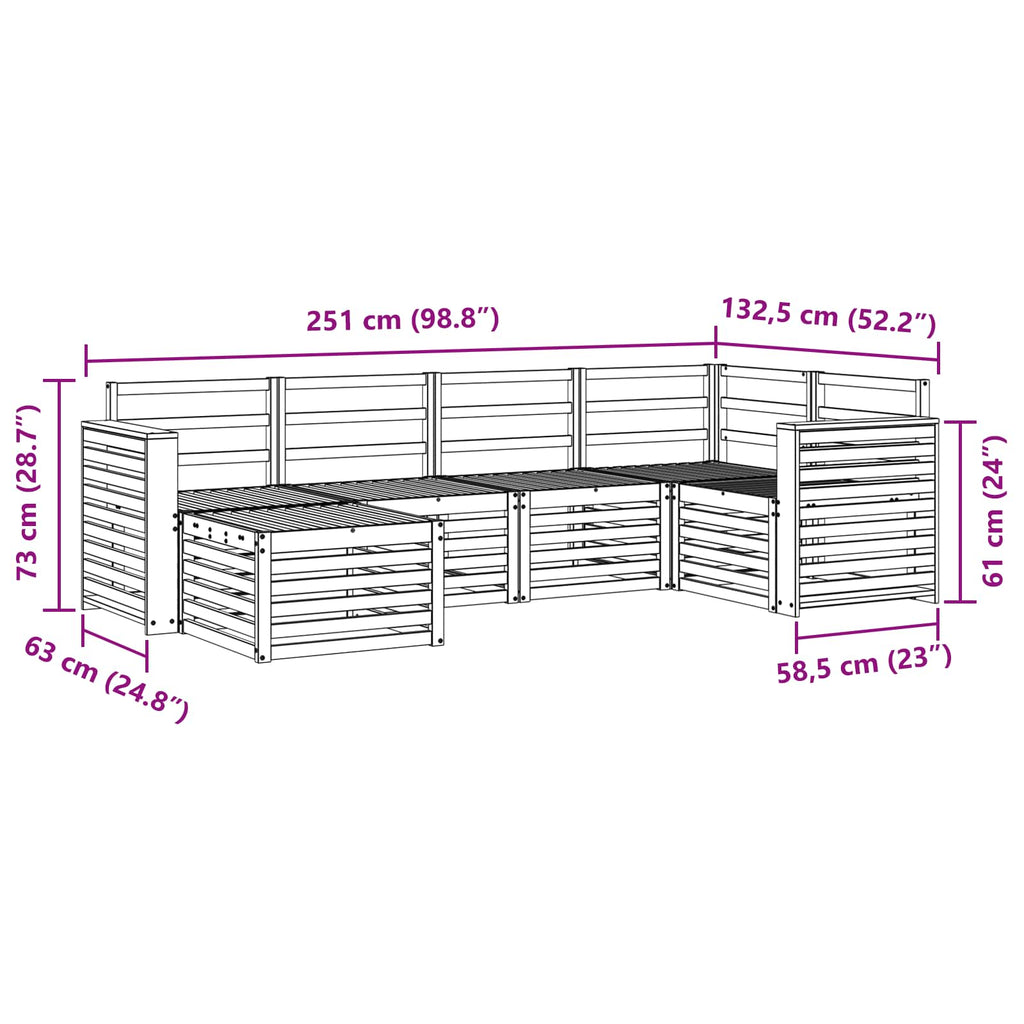 vidaXL Zestaw sofy narożnej 6 pcs Naturalny Lite Drewno Akacji