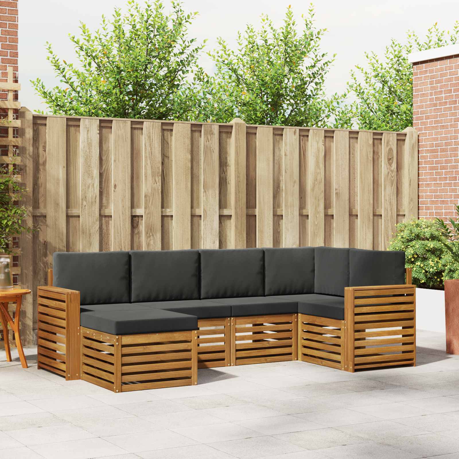 vidaXL Zestaw sofy narożnej z poduszką 6 pcs Naturalny i Antracytowy