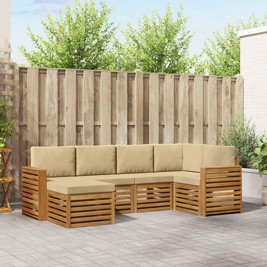 vidaXL Zestaw sofy narożnej z poduszką 6 pcs Naturalny i Beżowy