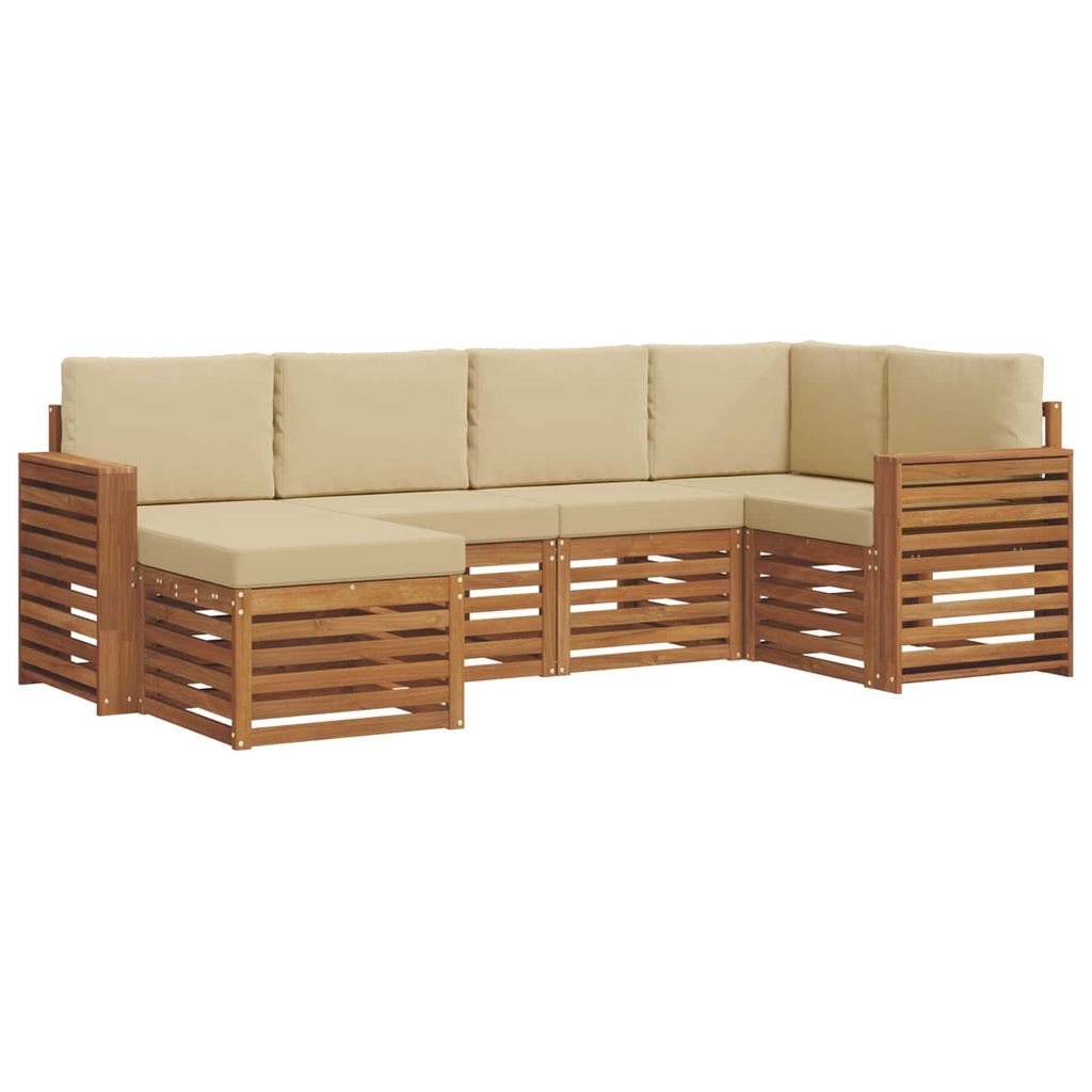 vidaXL Zestaw sofy narożnej z poduszką 6 pcs Naturalny i Beżowy