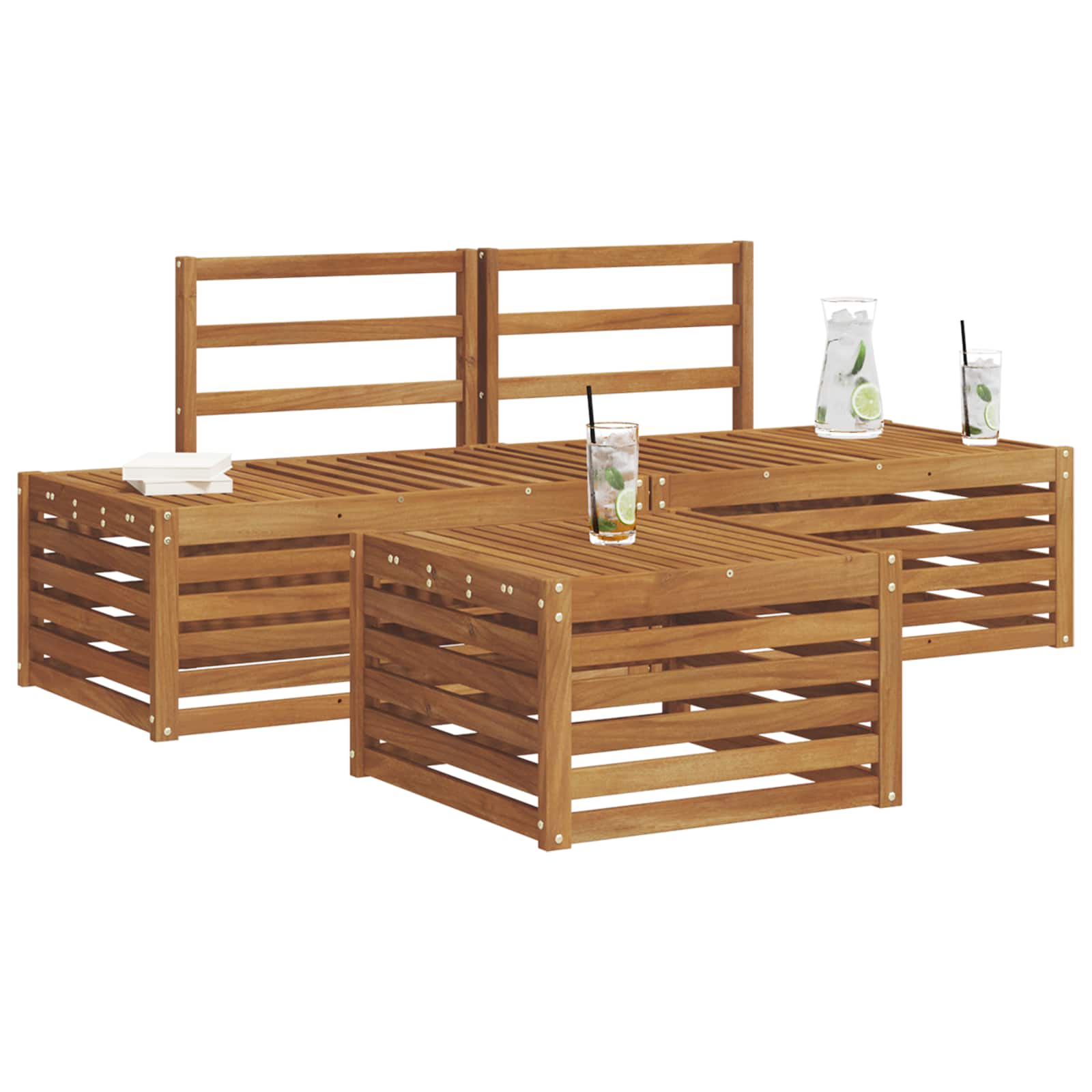 vidaXL Zestaw sof na zewnątrz Naturalny 59 x 59 x 37 cm