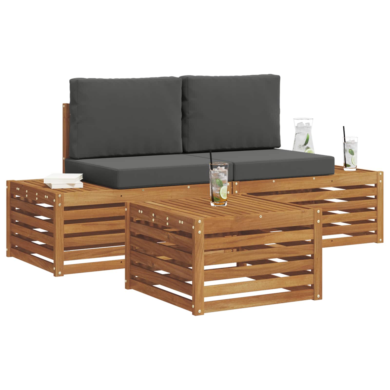 vidaXL Zestaw sof na zewnątrz Naturalny i Antracytowy 59 x 59 x 37 cm