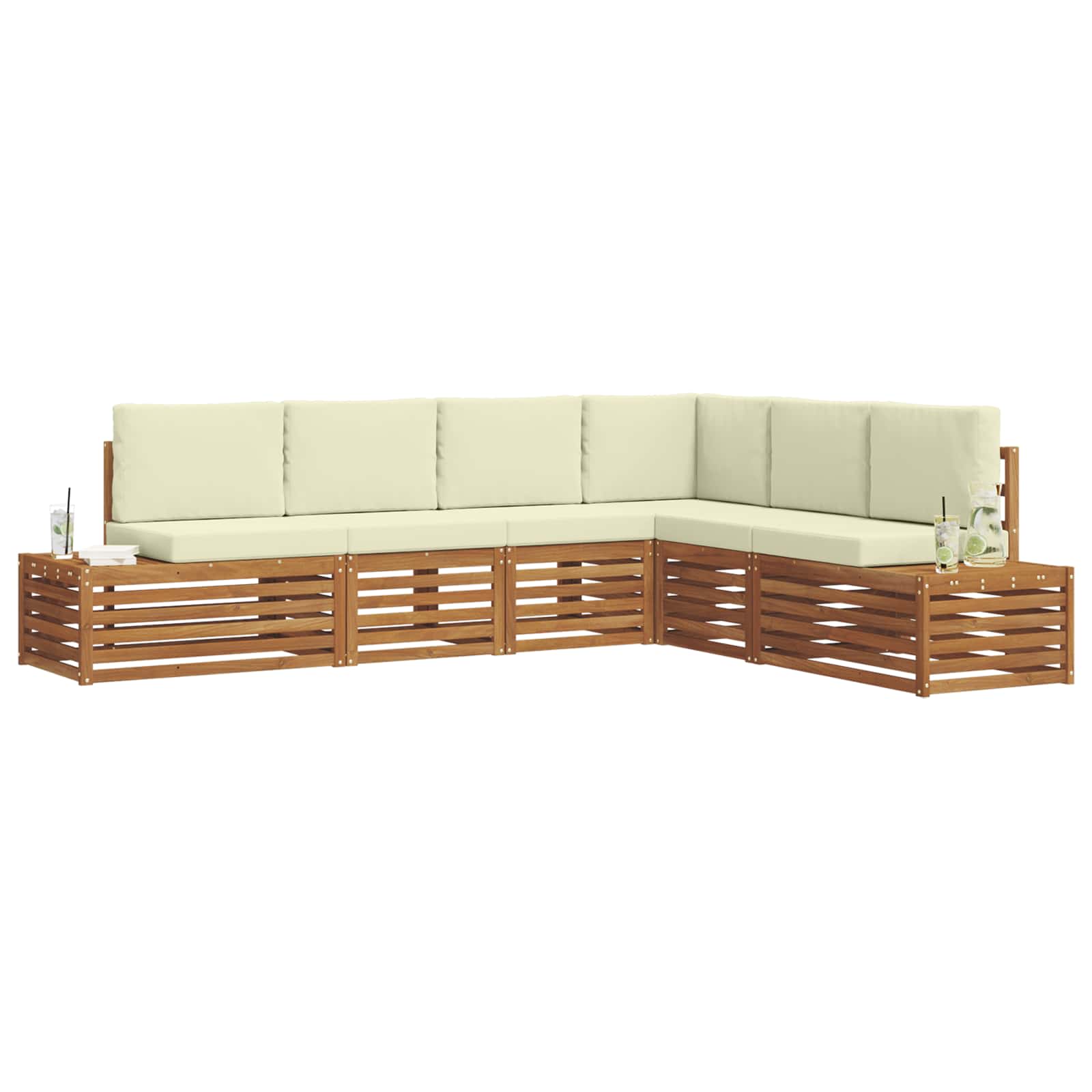 vidaXL Zestaw sof na zewnątrz Naturalny i Kremowy 273 x 213,5 x 73 cm