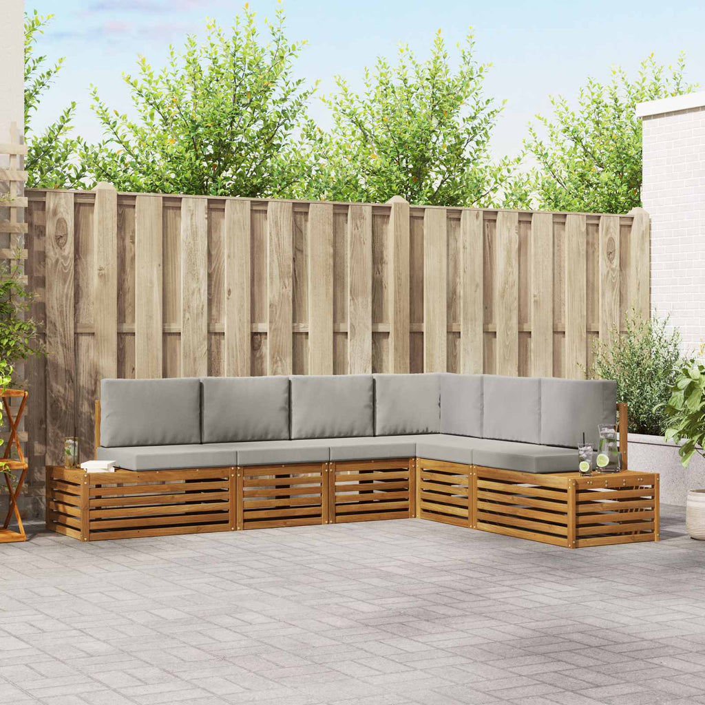 vidaXL Zestaw sof na zewnątrz z poduszką Naturalny i Jasny Szary