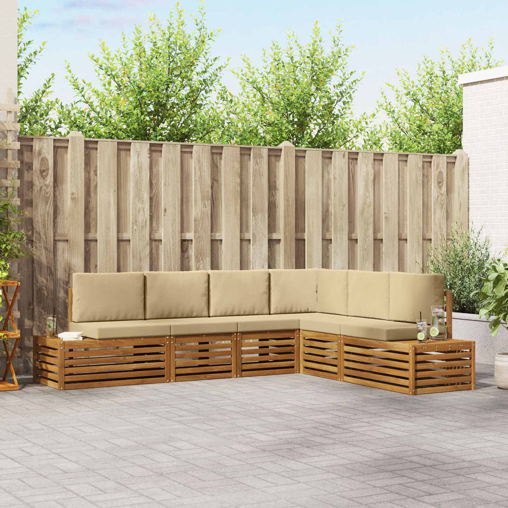 vidaXL Zestaw sof na zewnątrz Naturalny i Beżowy 273 x 213,5 x 73 cm
