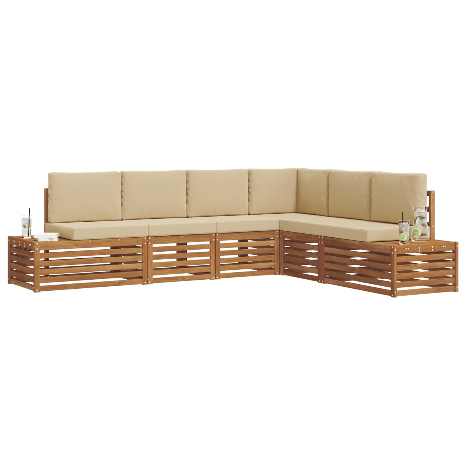 vidaXL Zestaw sof na zewnątrz Naturalny i Beżowy 273 x 213,5 x 73 cm