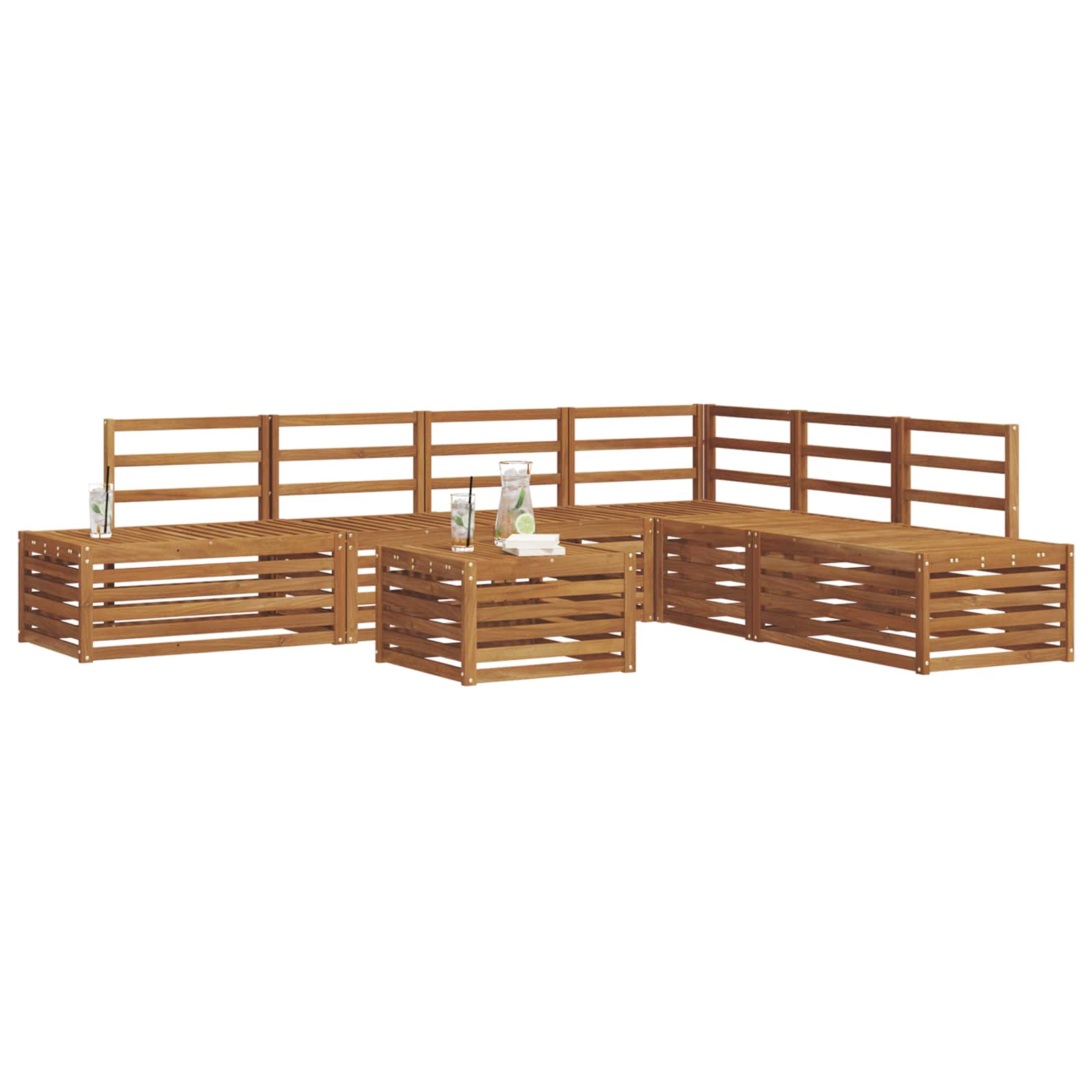 vidaXL Zestaw sof na zewnątrz 7 Sztuka Naturalny Lite Drewno Akacji