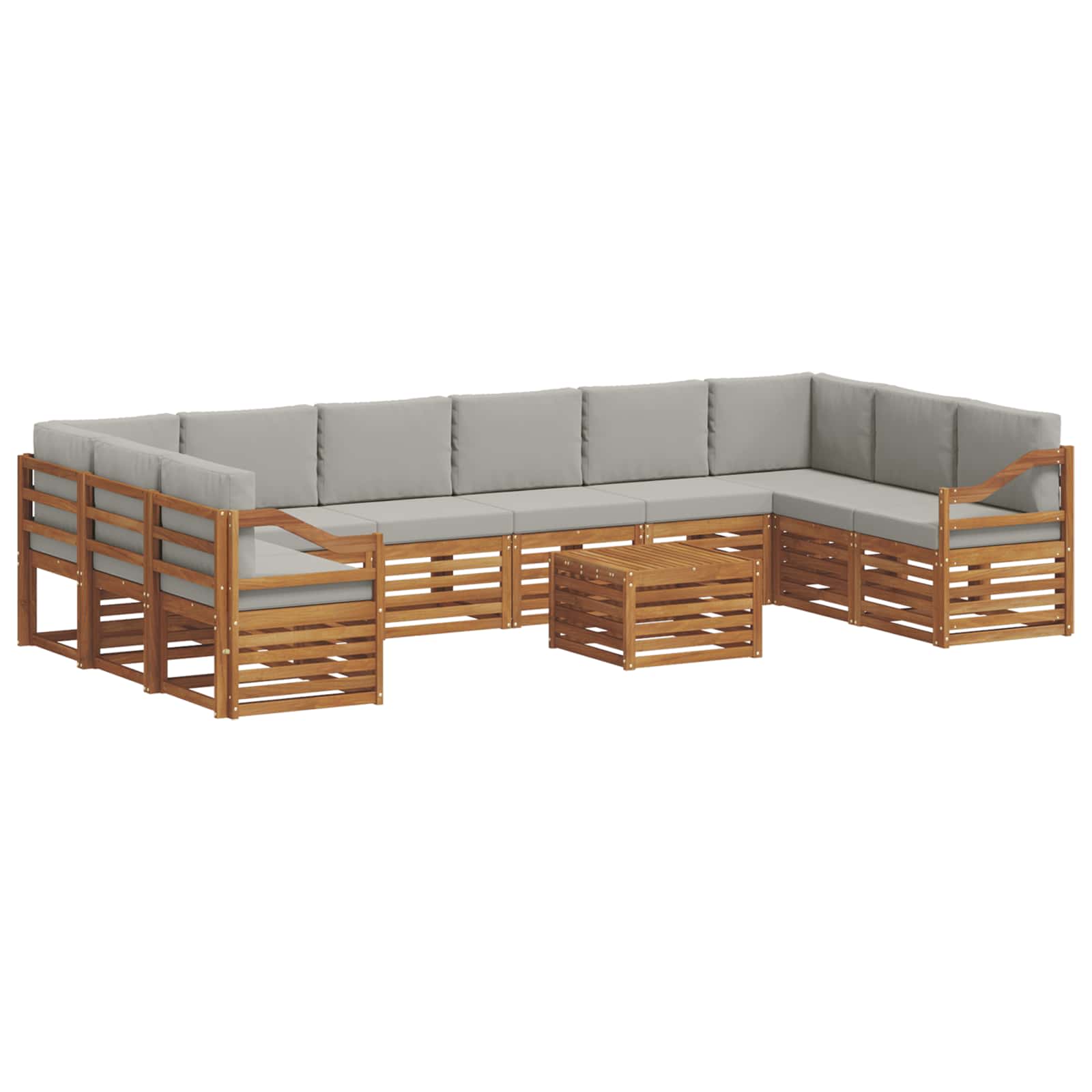 vidaXL Zestaw sof na zewnątrz 11 pcs Naturalny i Jasny Szary
