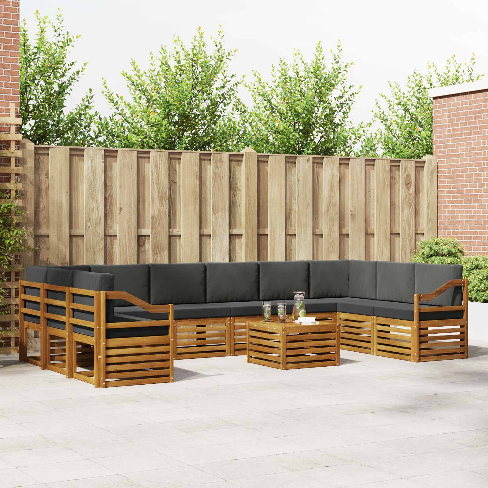 vidaXL Zestaw sof na zewnątrz 11 pcs Naturalny i Antracytowy