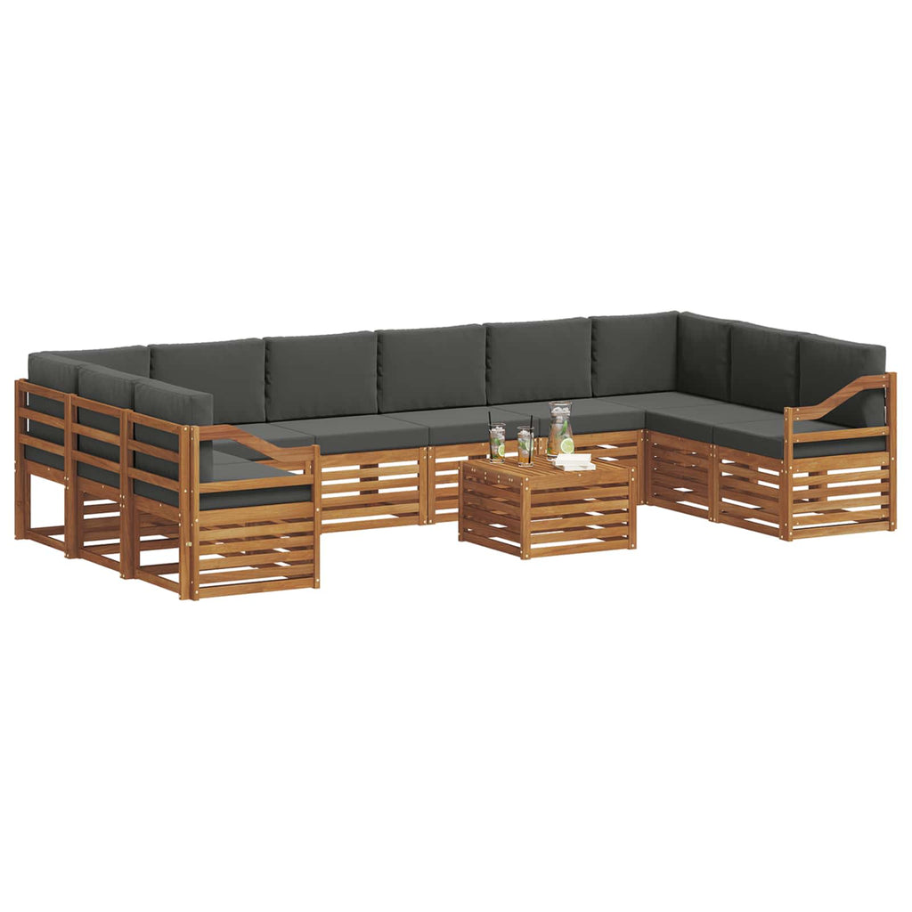 vidaXL Zestaw sof na zewnątrz 11 pcs Naturalny i Antracytowy