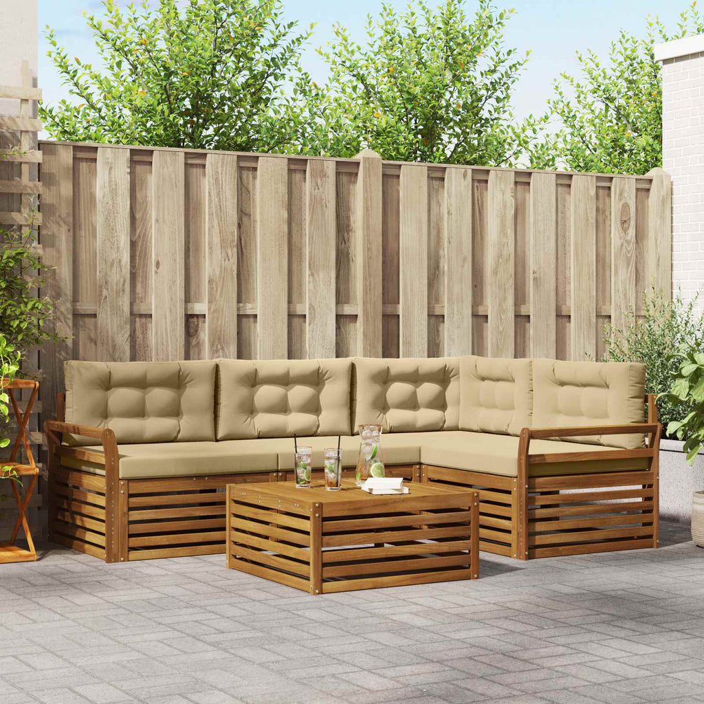 vidaXL Zestaw sof na zewnątrz z poduszką 5 pcs Naturalny i Beżowy