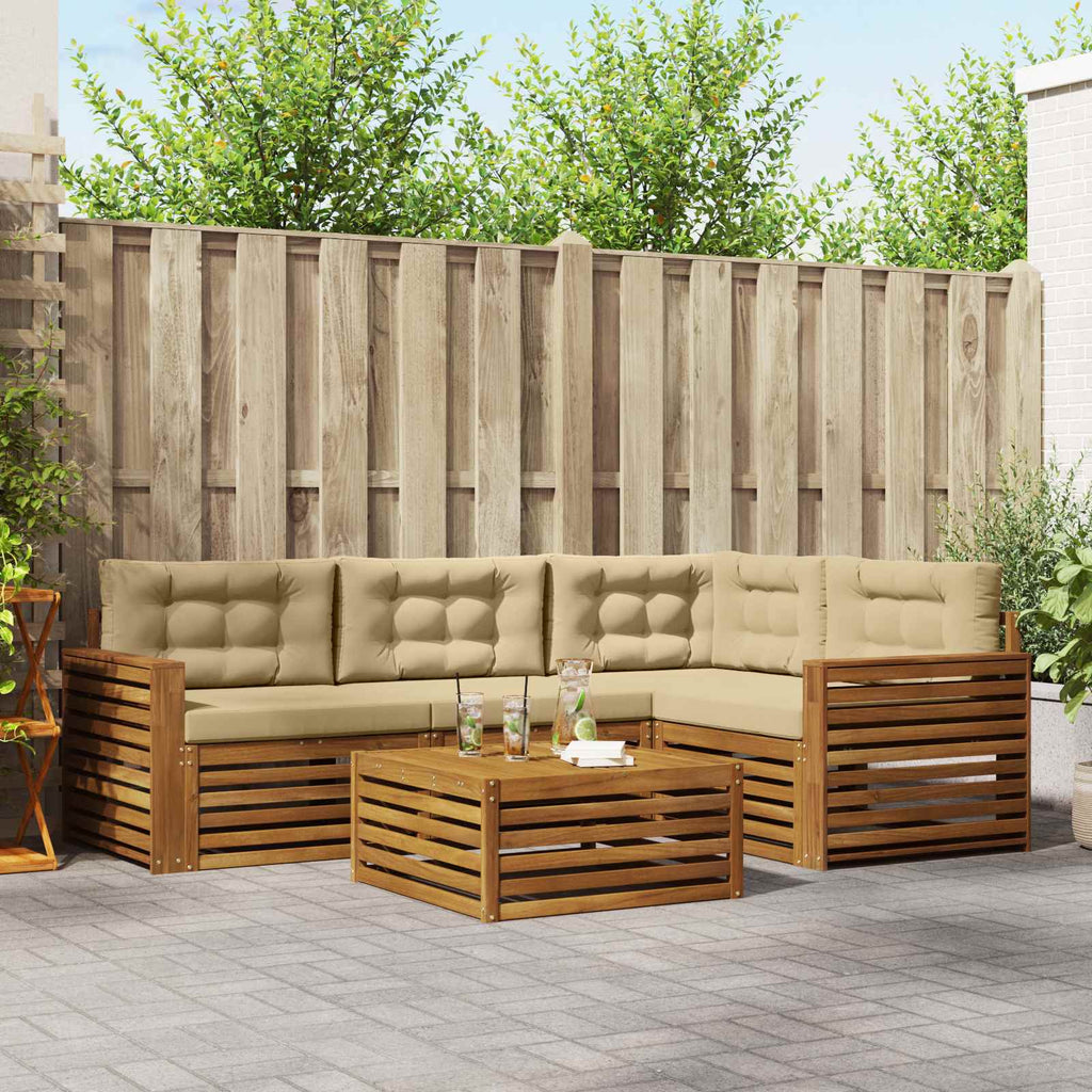 vidaXL Zestaw sof na zewnątrz z poduszką 5 pcs Naturalny i Beżowy