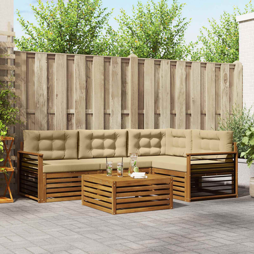 vidaXL Zestaw sof na zewnątrz z poduszką 5 pcs Naturalny i Beżowy