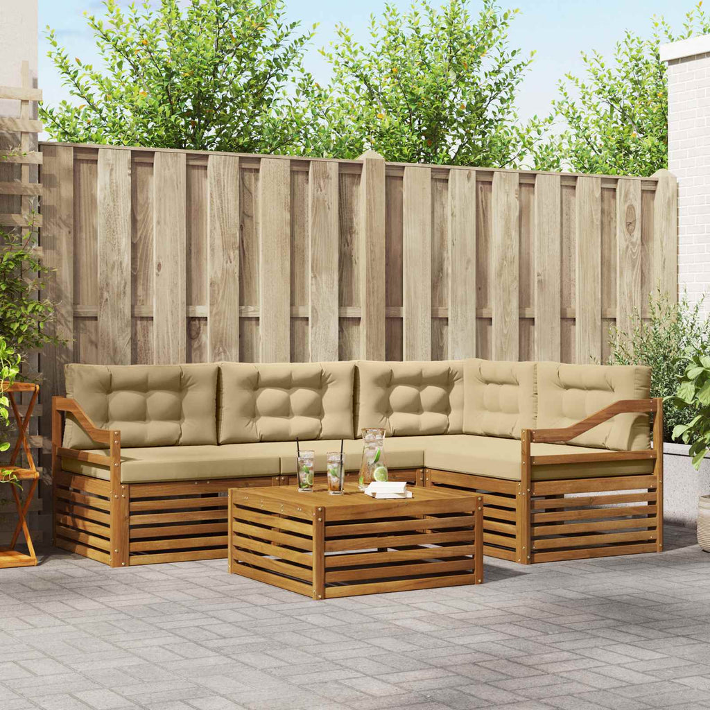 vidaXL Zestaw sof na zewnątrz z poduszką 5 pcs Naturalny i Beżowy