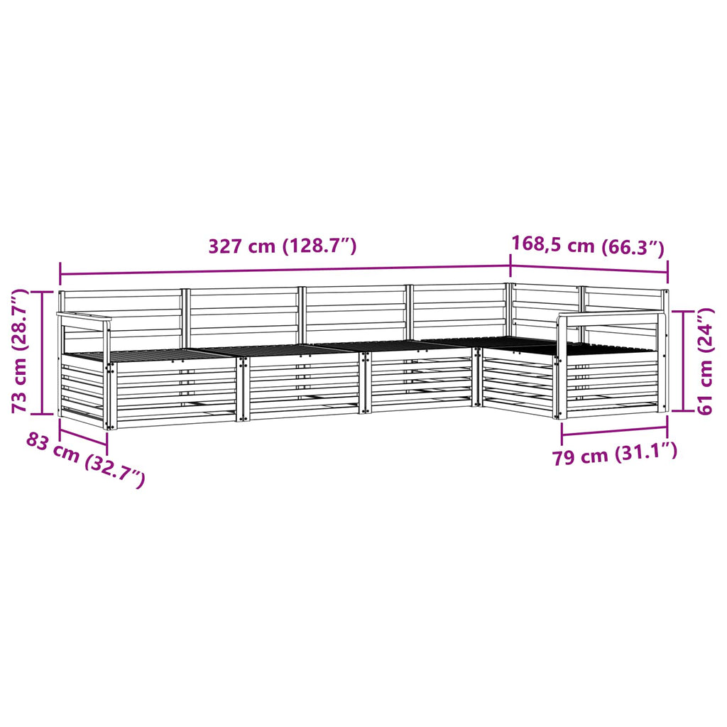 vidaXL Zestaw sof na zewnątrz 5 pcs Naturalny