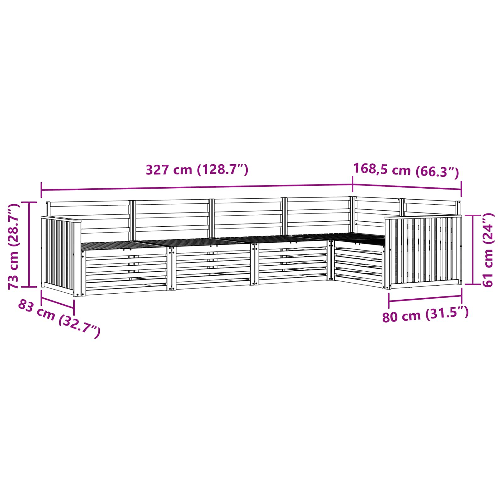 vidaXL Zestaw sof na zewnątrz 5 pcs Naturalny