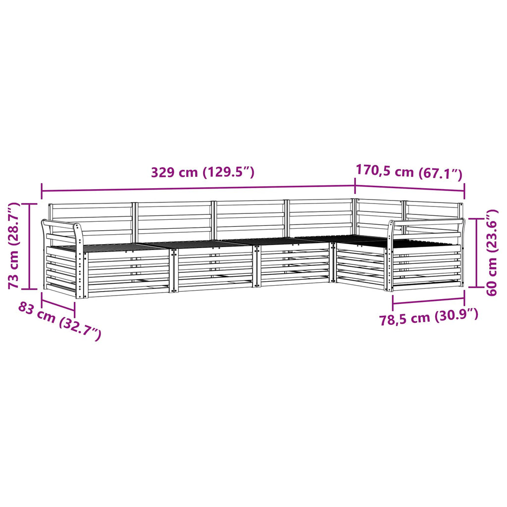 vidaXL Zestaw sof na zewnątrz 5 pcs Naturalny