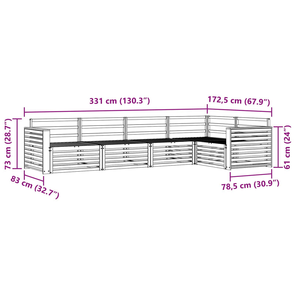 vidaXL Zestaw sof na zewnątrz 5 pcs Naturalny