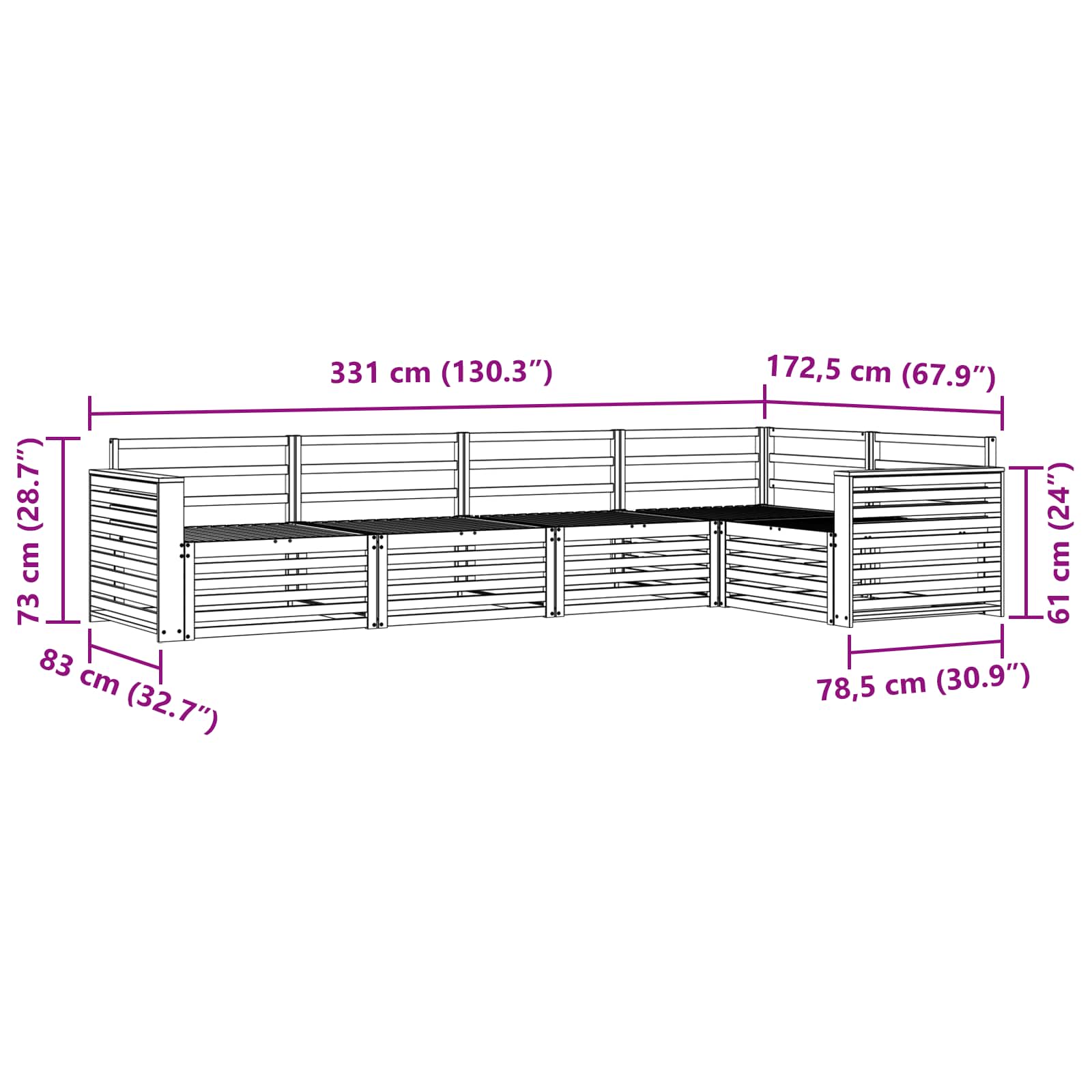 vidaXL Zestaw sof na zewnątrz 5 pcs Naturalny