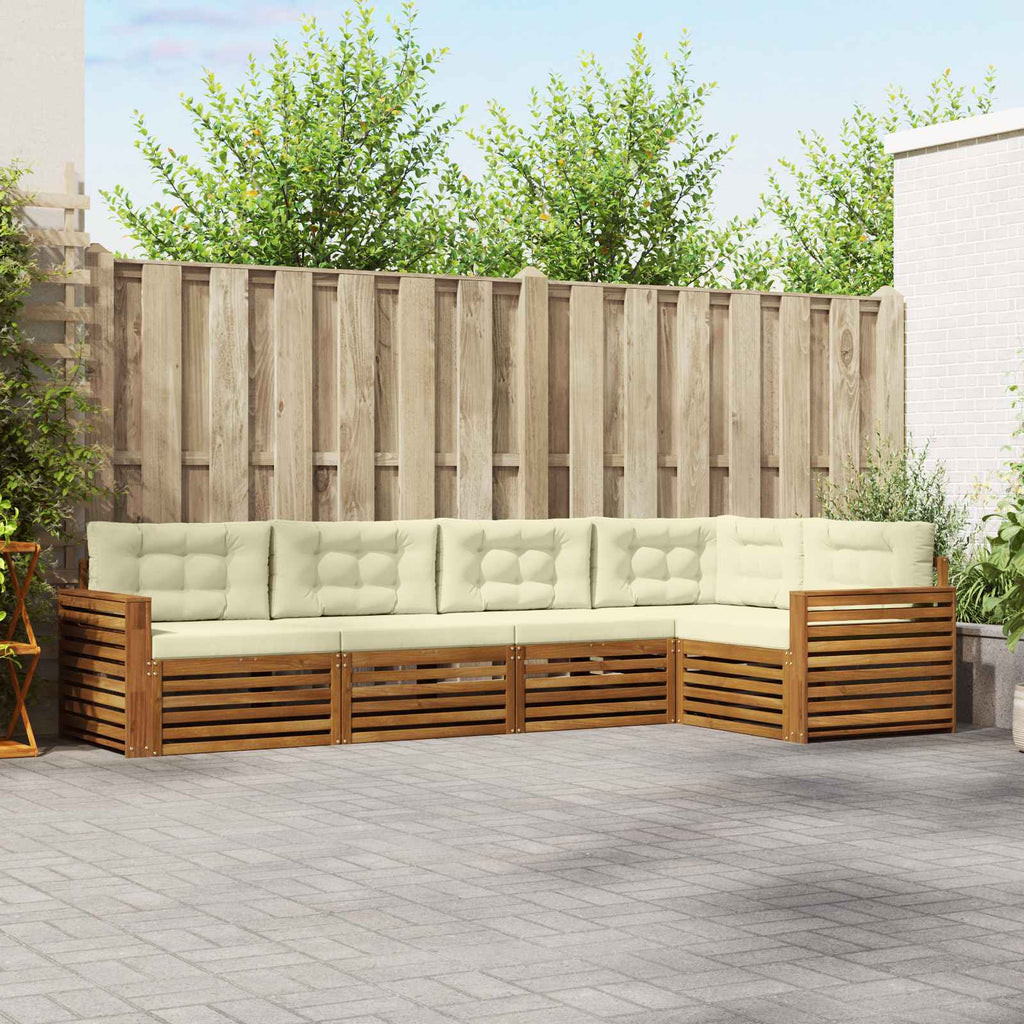vidaXL Zestaw sof na zewnątrz z poduszką 5 pcs Naturalny i Kremowy