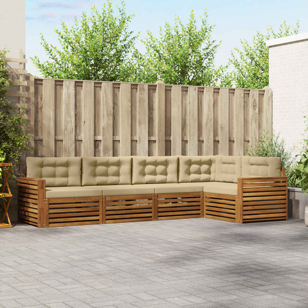 vidaXL Zestaw sof na zewnątrz z poduszką 5 pcs Naturalny i Beżowy