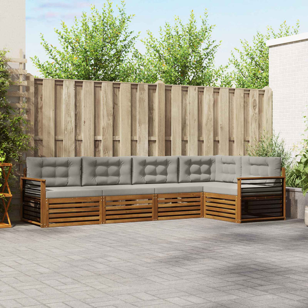 vidaXL Zestaw sof na zewnątrz z poduszką 5 pcs Naturalny i Jasny Szary