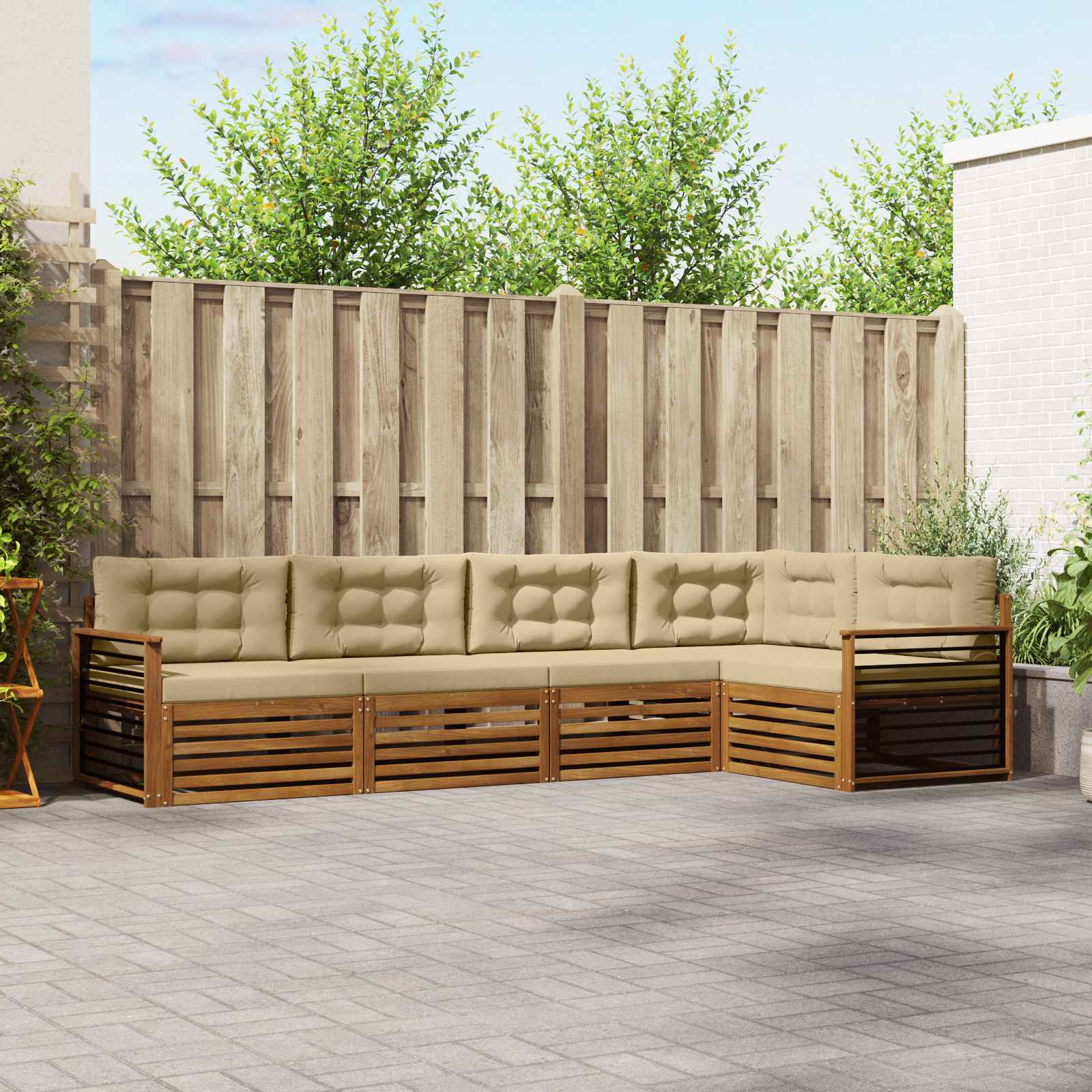 vidaXL Zestaw sof na zewnątrz z poduszką 5 pcs Naturalny i Beżowy