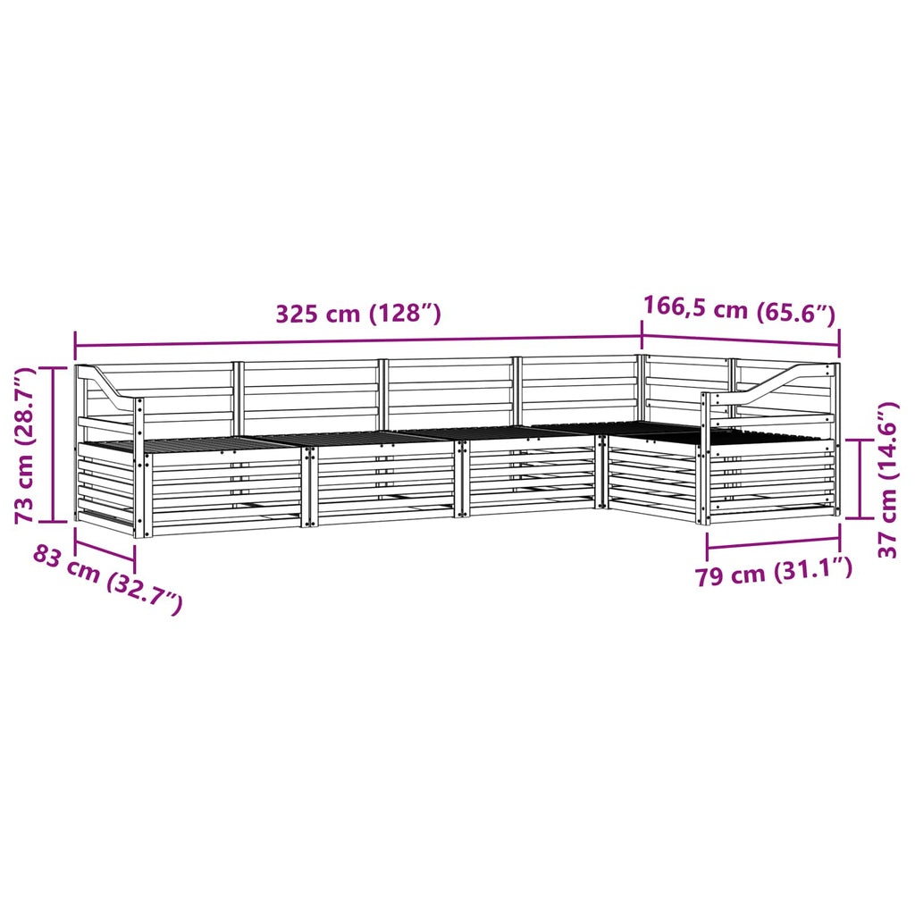 vidaXL Zestaw sof na zewnątrz 5 pcs Naturalny