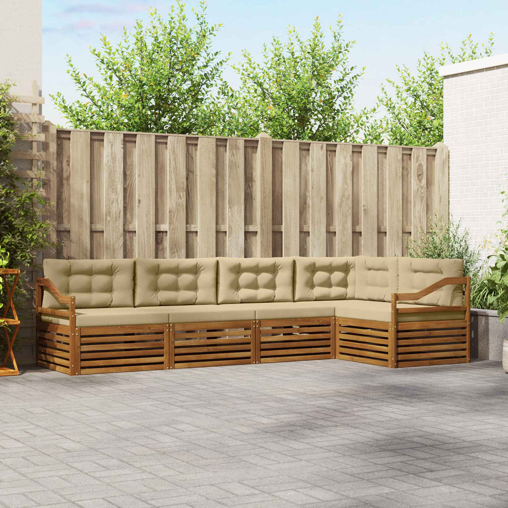 vidaXL Zestaw sof na zewnątrz z poduszką 5 pcs Naturalny i Beżowy