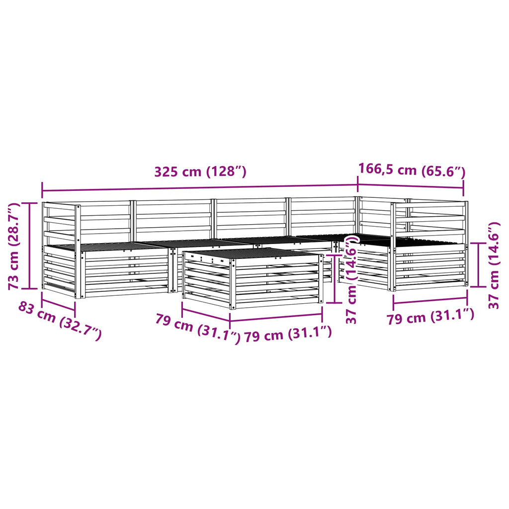 vidaXL Zestaw sof na zewnątrz 6 pcs Naturalny