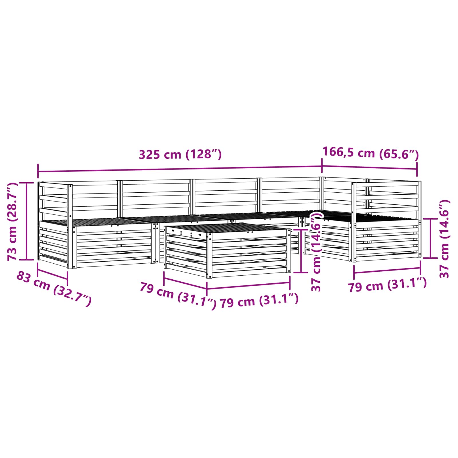 vidaXL Zestaw sof na zewnątrz 6 pcs Naturalny