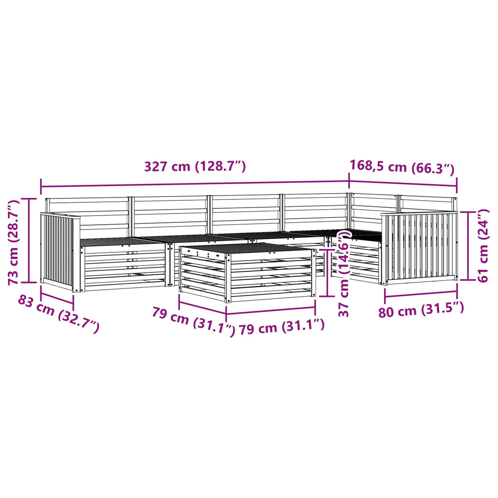 vidaXL Zestaw sof na zewnątrz 6 pcs Naturalny