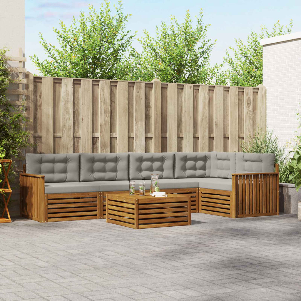 vidaXL Zestaw sof na zewnątrz z poduszką 6 pcs Naturalny i Jasny Szary