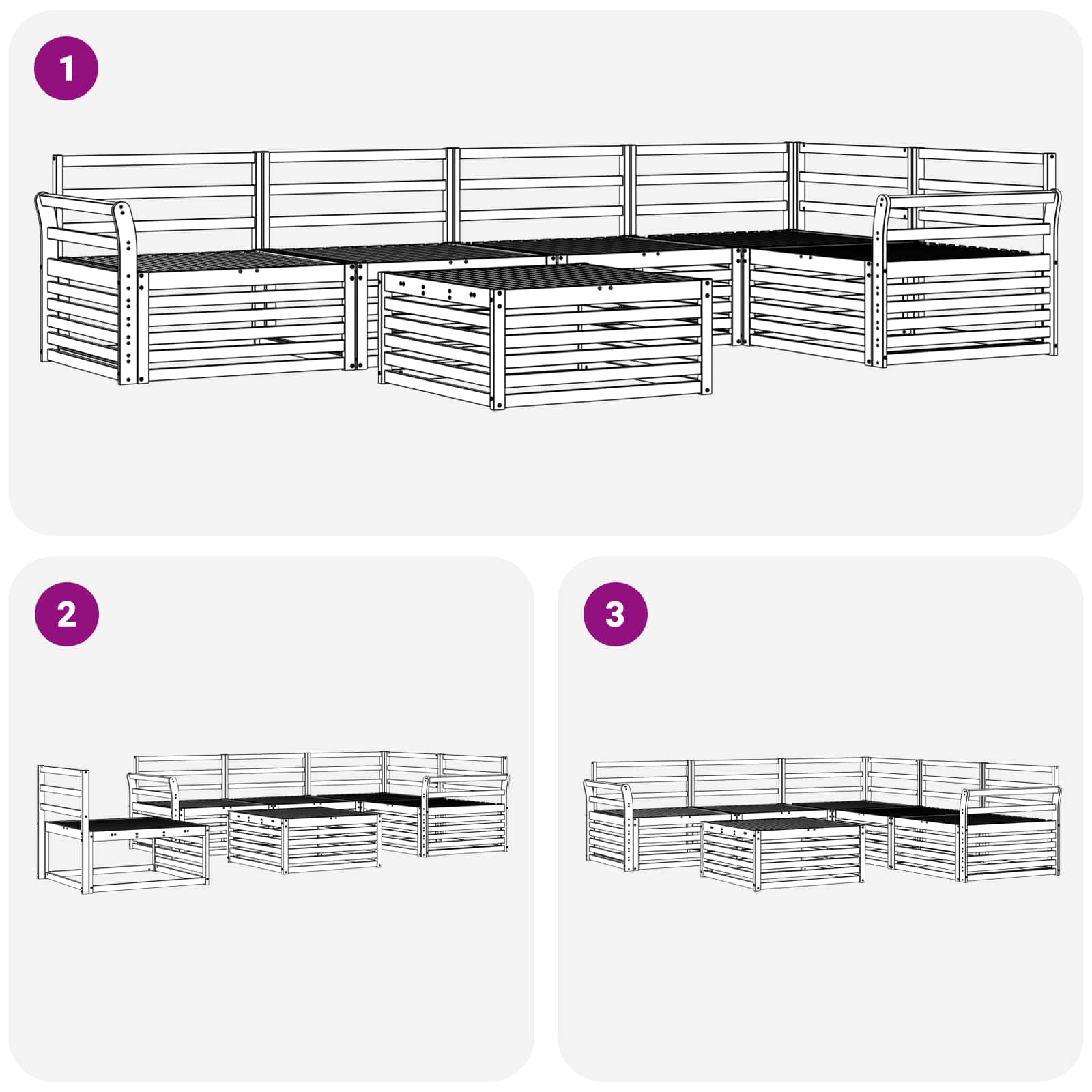vidaXL Zestaw sof na zewnątrz 6 pcs Naturalny