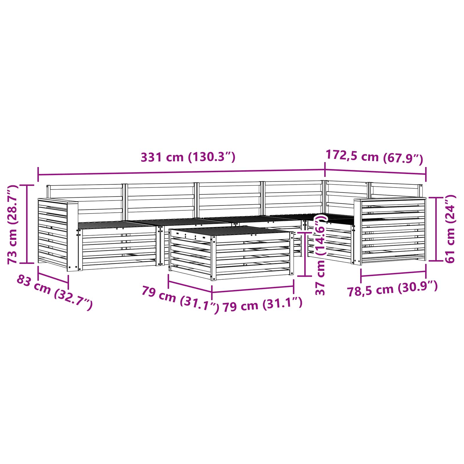 vidaXL Zestaw sof na zewnątrz 6 pcs Naturalny