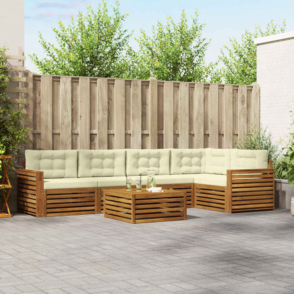 vidaXL Zestaw sof na zewnątrz z poduszką 6 pcs Naturalny i Kremowy