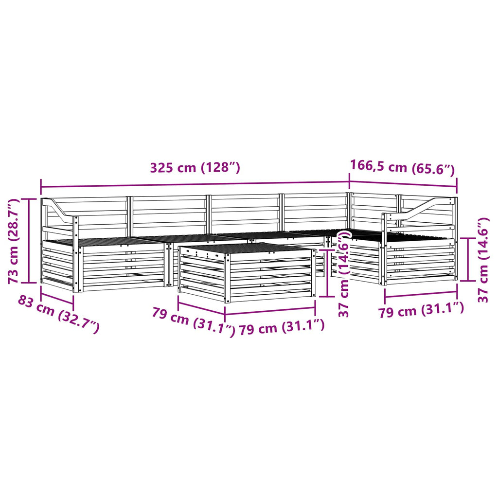 vidaXL Zestaw sof na zewnątrz 6 pcs Naturalny